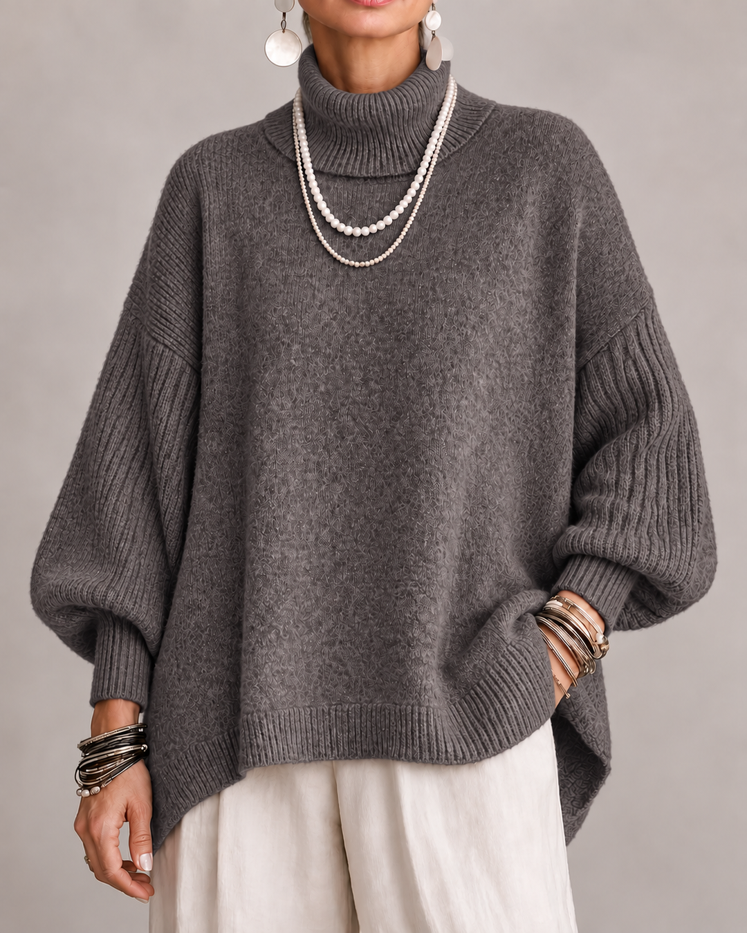Sorcha - Maglione a collo alto drappeggiato dalla vestibilità relaxed