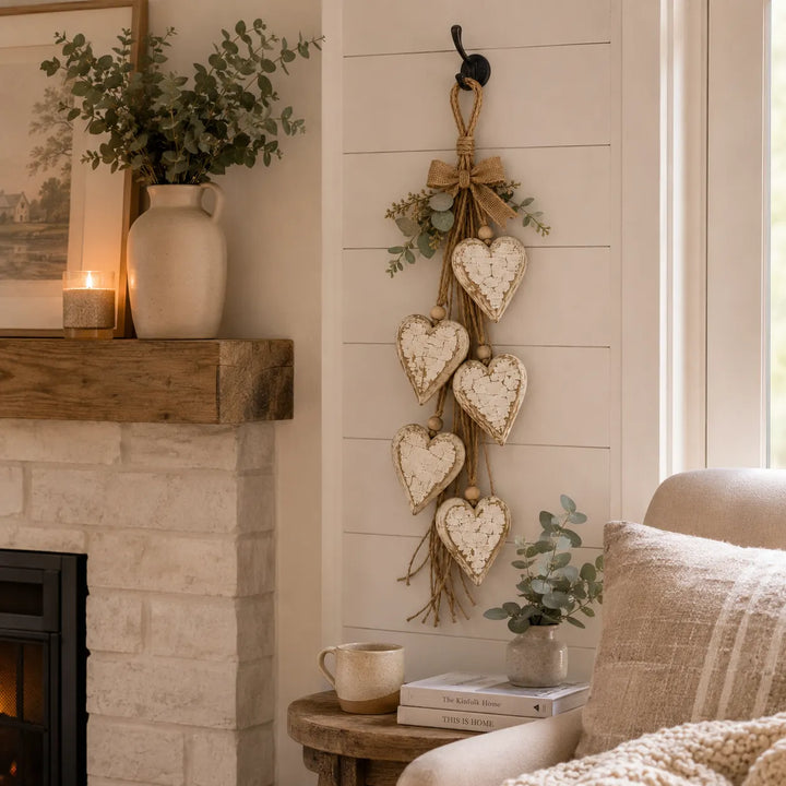 Alinora - Decorazione da parete con frange a cuore effetto invecchiato