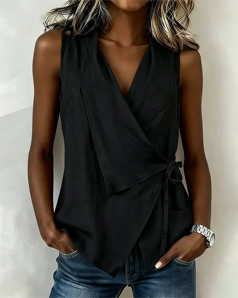 Farren - Blusa a portafoglio smanicata