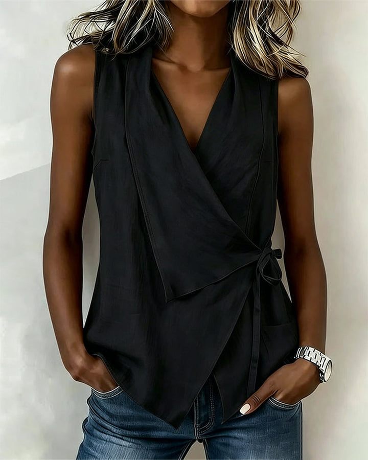 Farren - Blusa a portafoglio smanicata