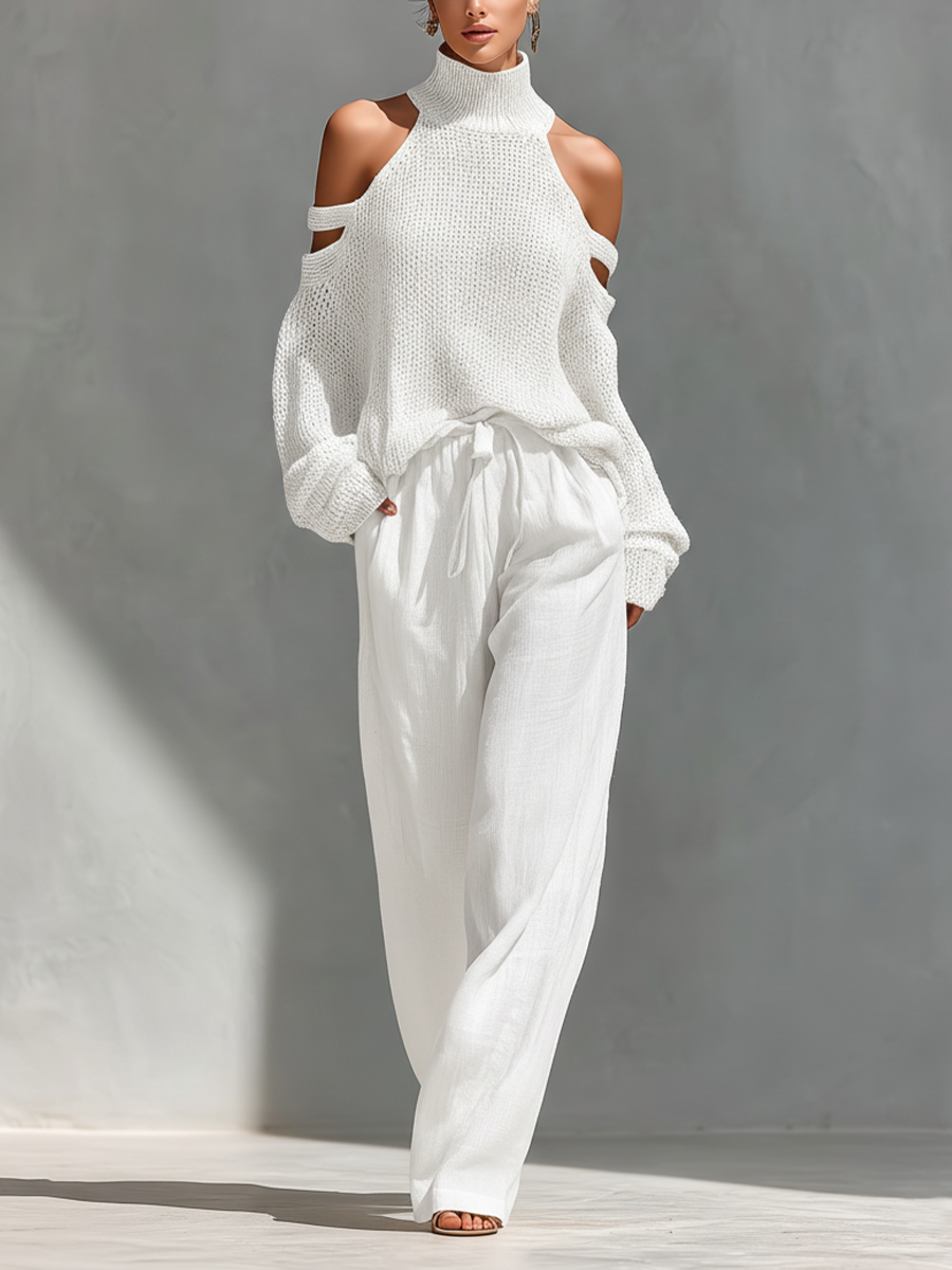 Diorelle - Coordinato in maglia con top e pantaloni a gamba ampia