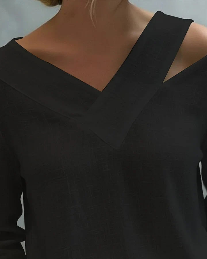 Calira - Top a spalle scoperte con scollo a V e tocco morbido