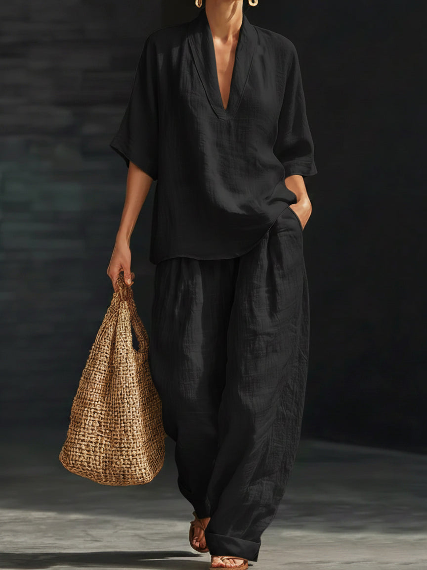 Noressa - Coordinato a due pezzi in lino easy-chic