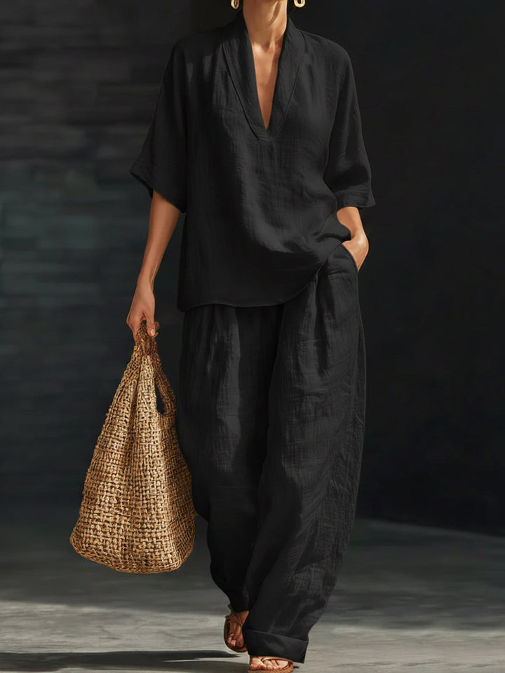 Noressa - Coordinato a due pezzi in lino easy-chic