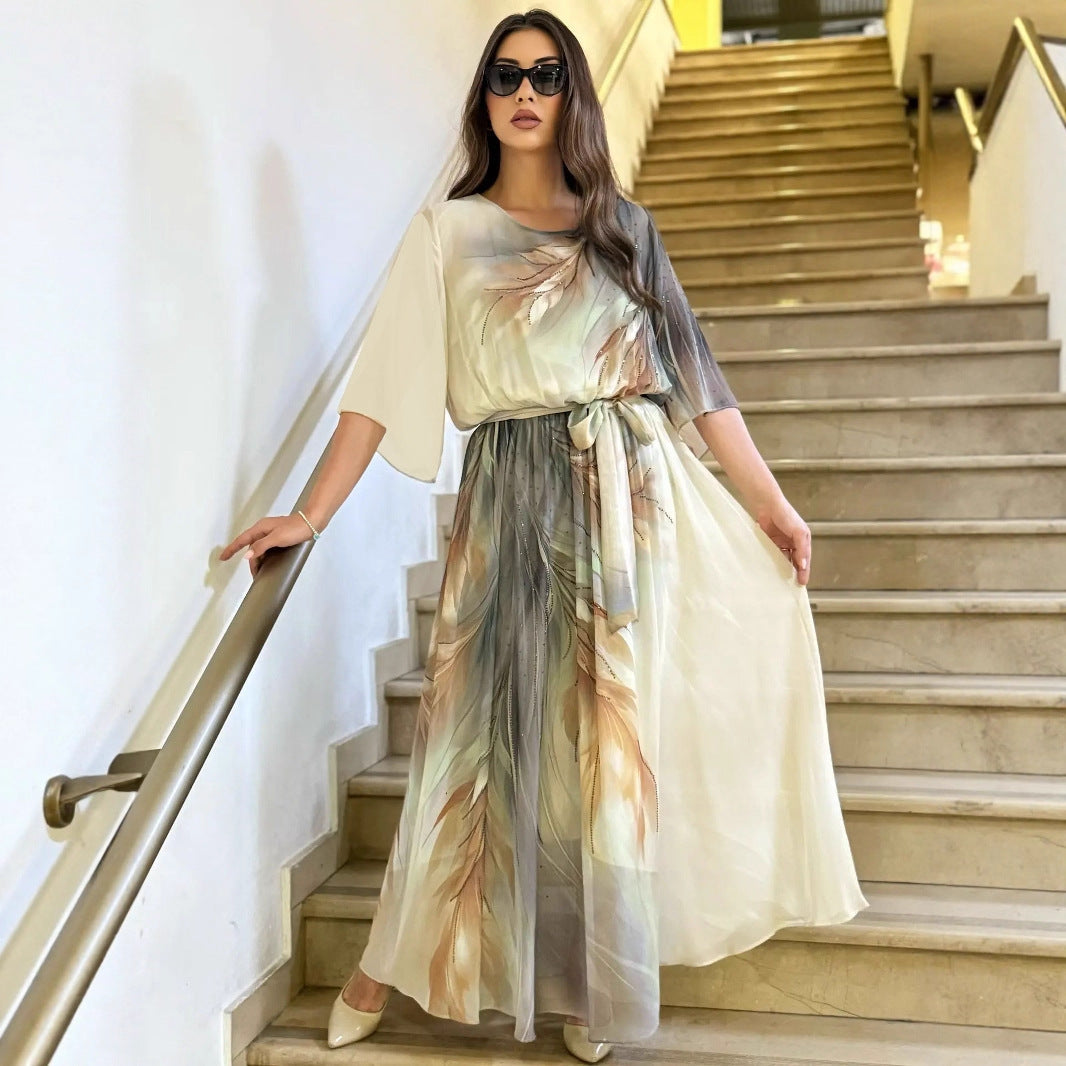 Halinor - Abito lungo elegante in chiffon