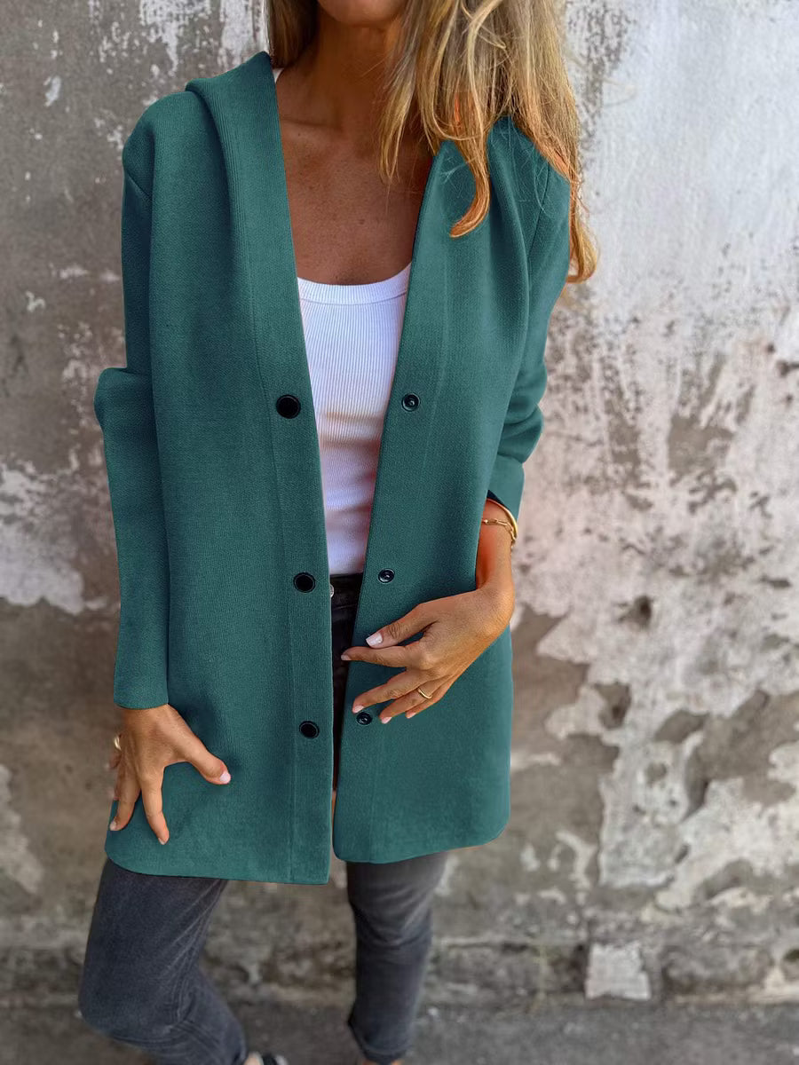 Aloura - Giacca con cappuccio e bottoni, vestibilità rilassata