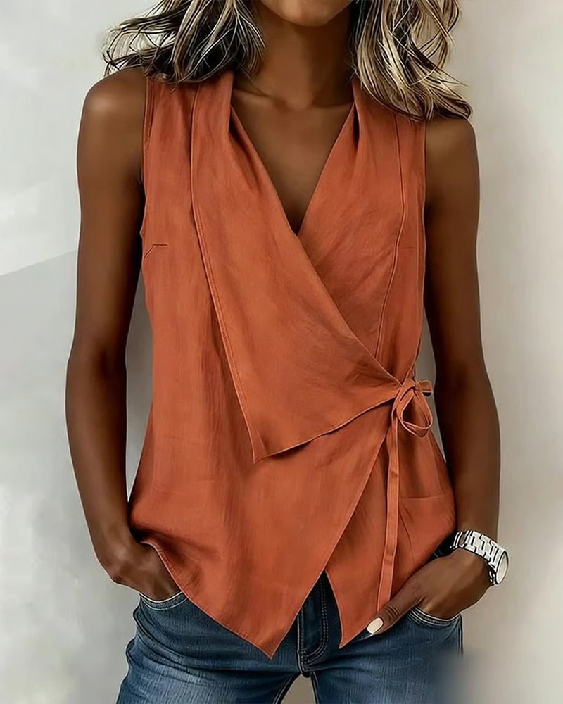 Farren - Blusa a portafoglio smanicata