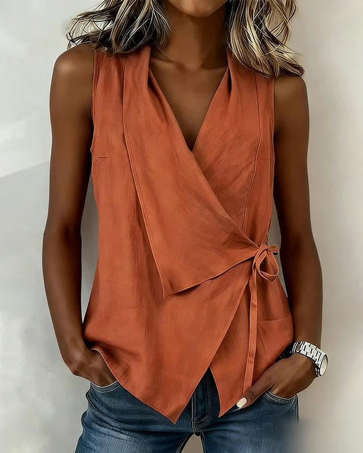 Farren - Blusa a portafoglio smanicata