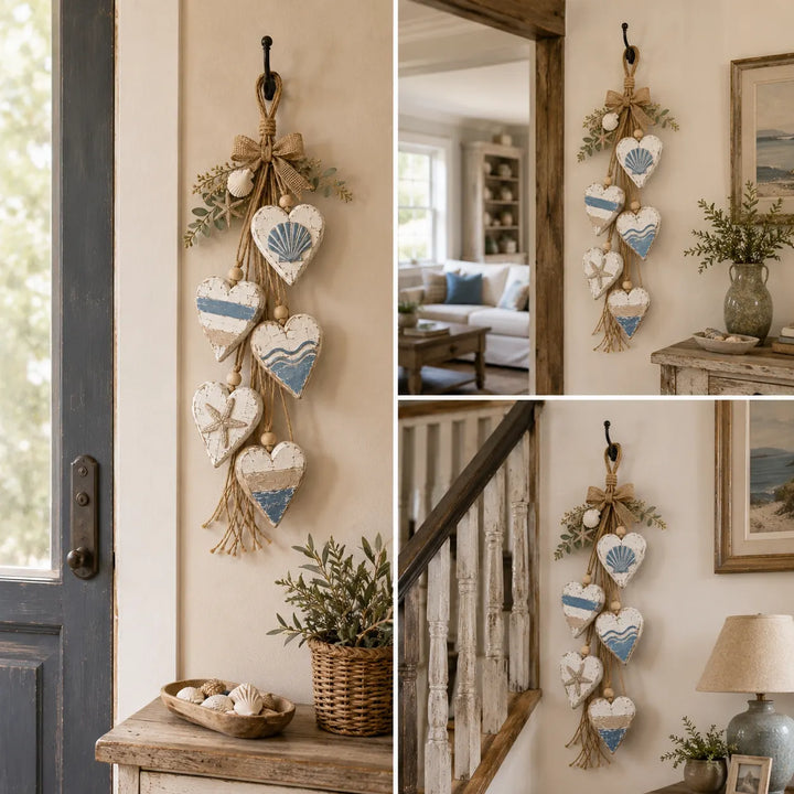 Alinora - Decorazione da parete con frange a cuore effetto invecchiato