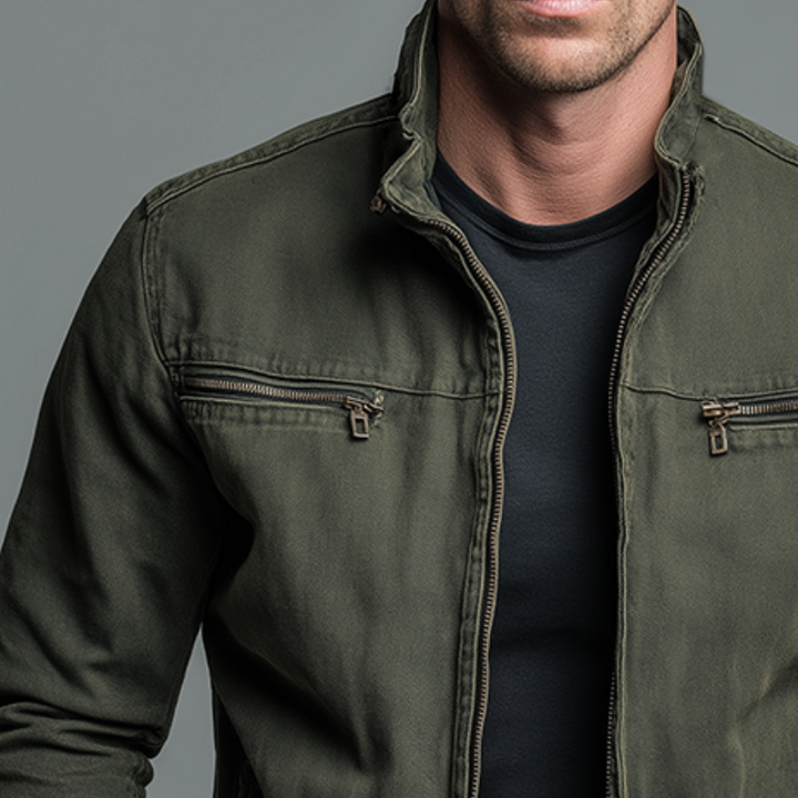 Brody - Giacca con zip dal tocco morbido, lavaggio vintage