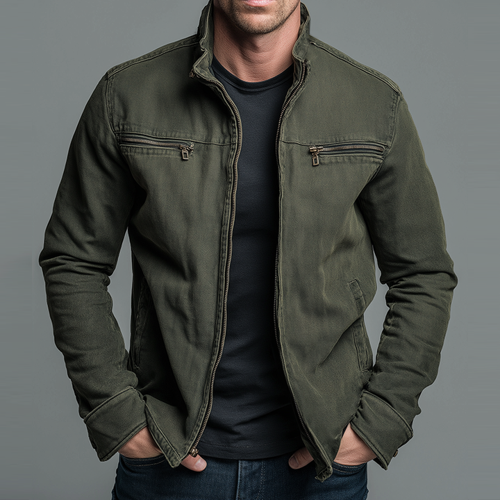 Brody - Giacca con zip dal tocco morbido, lavaggio vintage