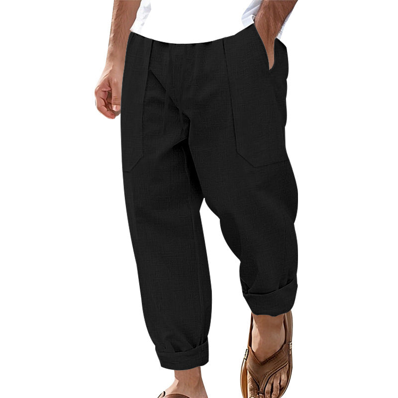 Halston - Pantaloni in misto lino dal fit rilassato
