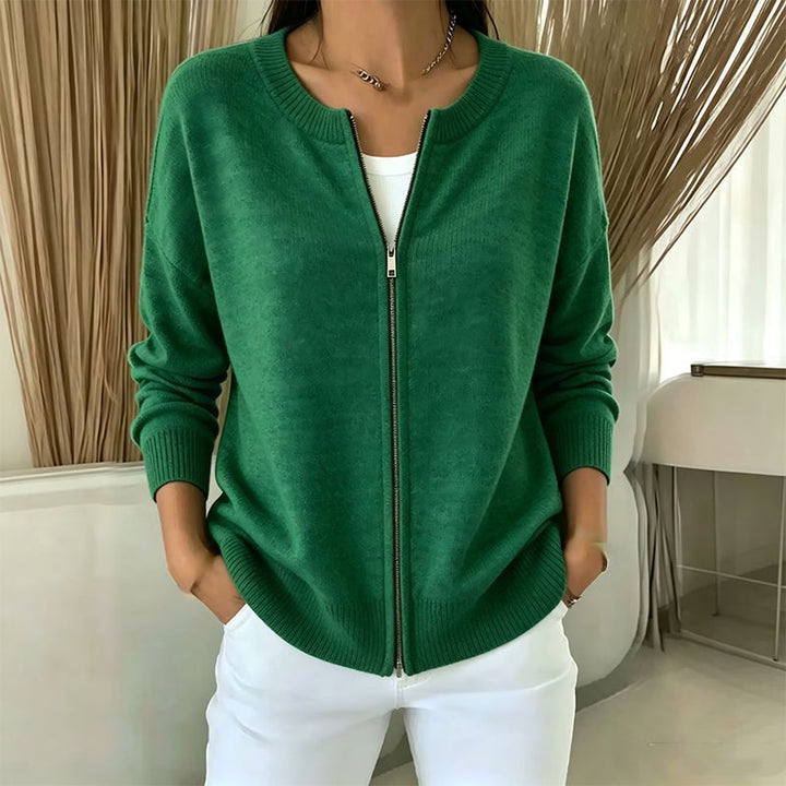 Xyla - Giacca in tricot con zip, fit rilassato