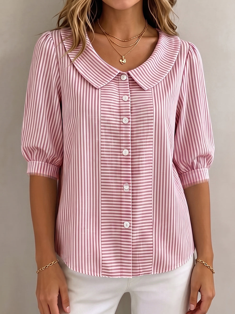 Xandria - Blusa a righe con chiusura a bottoni