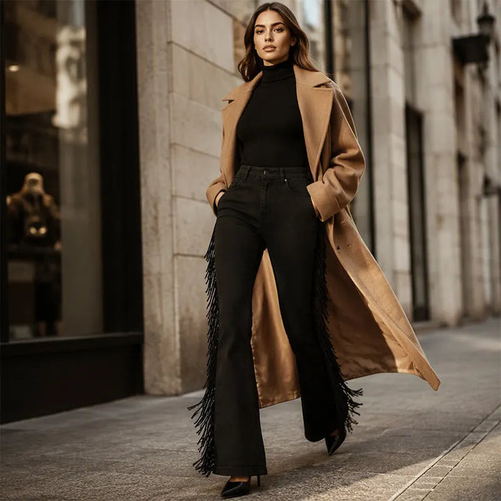 Fiorenne - Pantaloni a zampa con frange in stile western