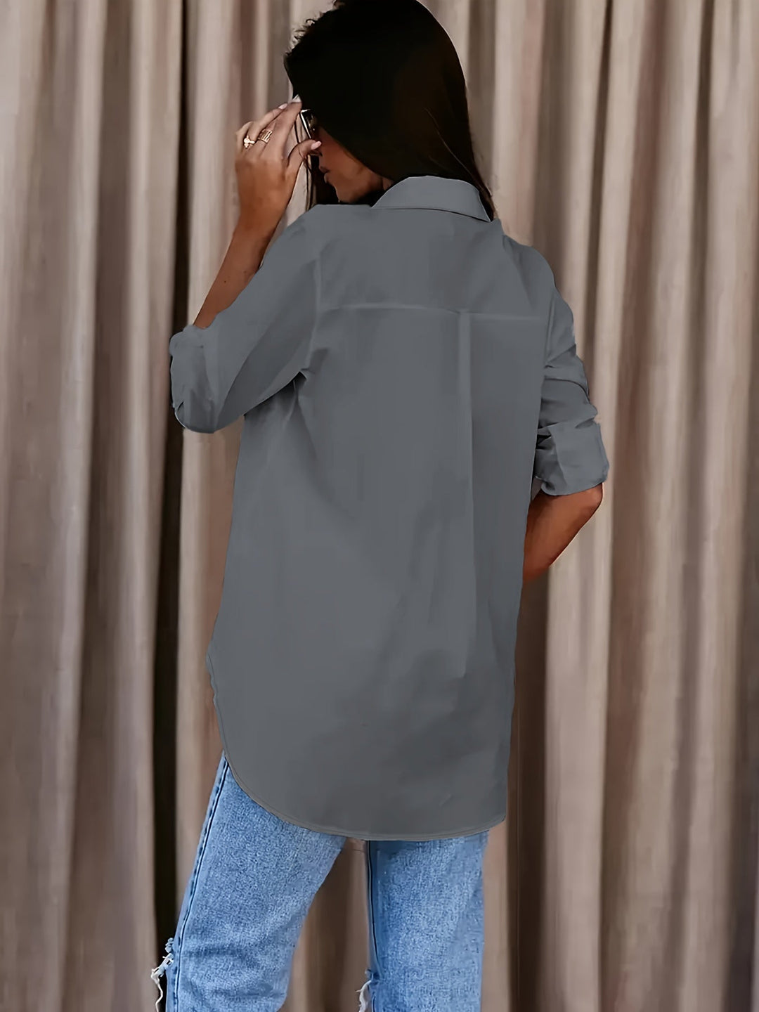 Saskia - Camicia effetto soft touch con collo a revers