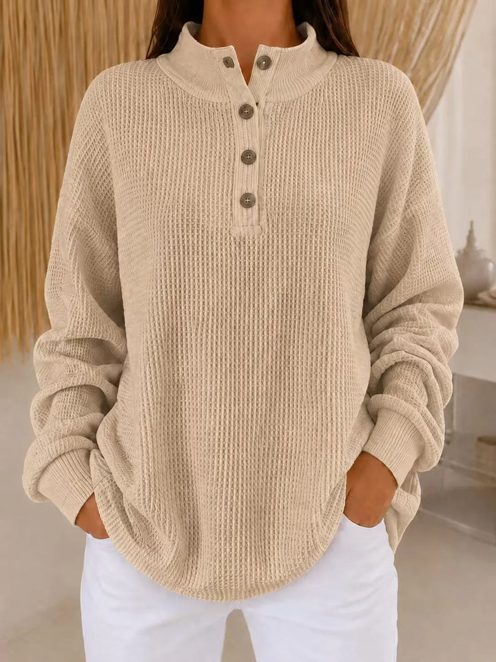 Belliora - Maglione in maglia testurizzata con collo a bottoni