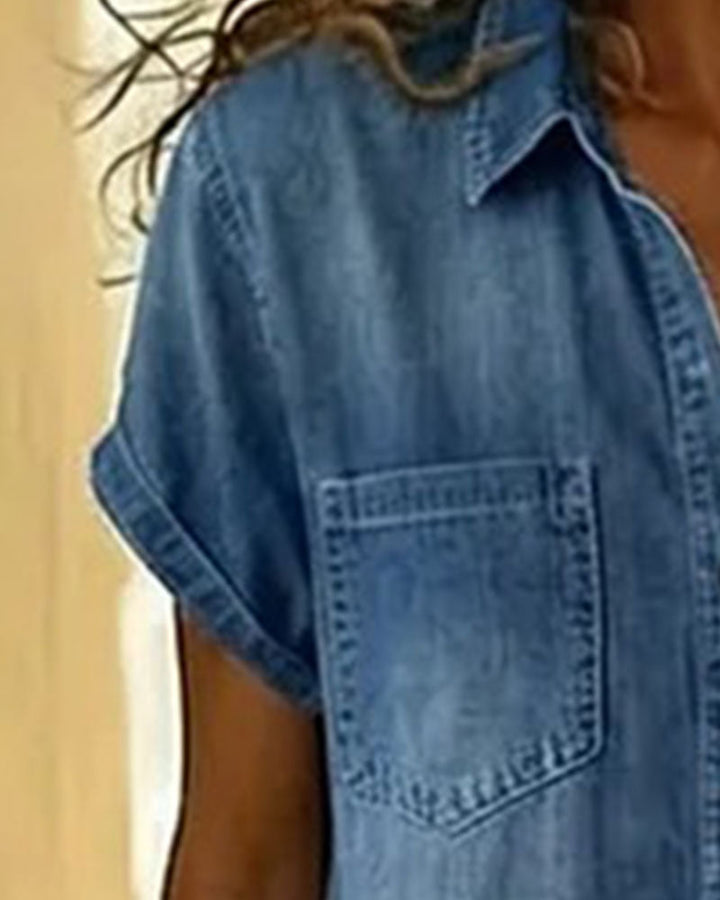Ysmeria - Pagliaccetto in denim con abbottonatura frontale