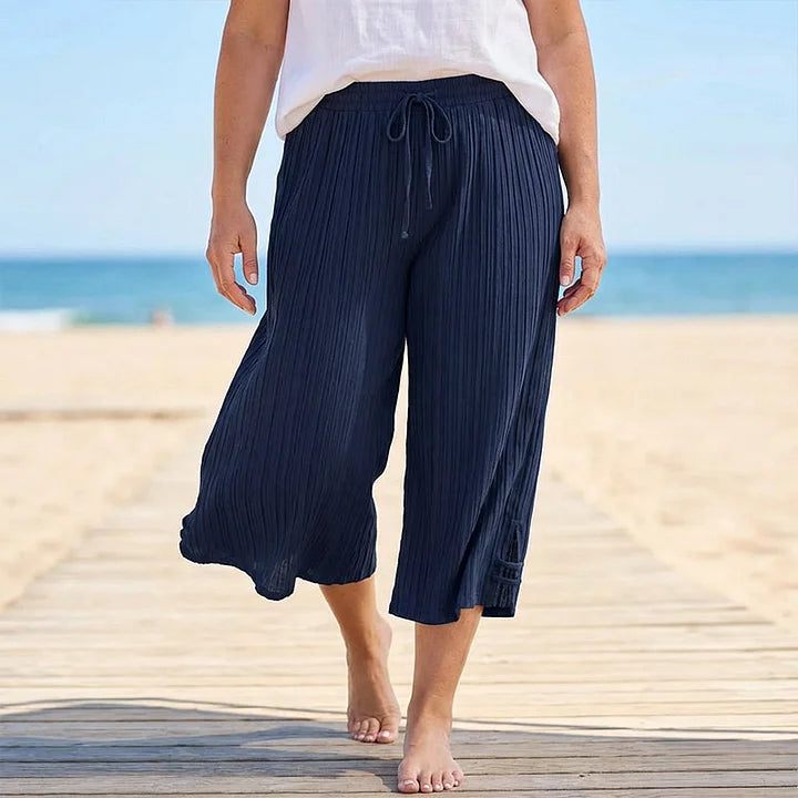 Bexara - Pantaloni culotte plissé a gamba ampia