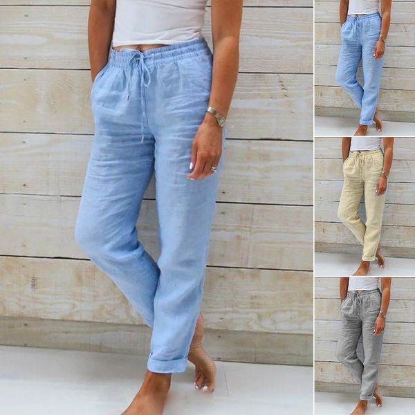 Lorinne - Pantaloni in lino stretch