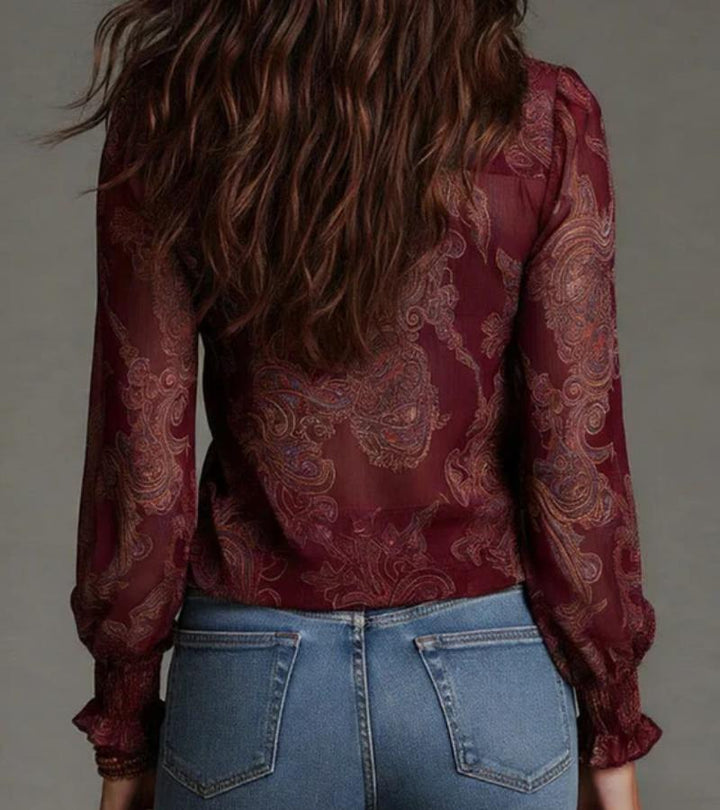 Taviana - Blusa con ruches, zip frontale e mano morbida