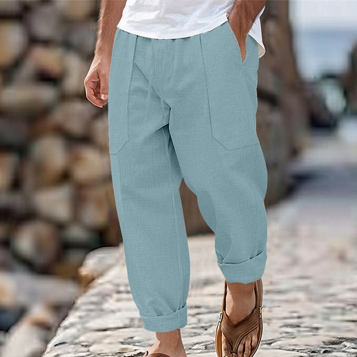 Halston - Pantaloni in misto lino dal fit rilassato