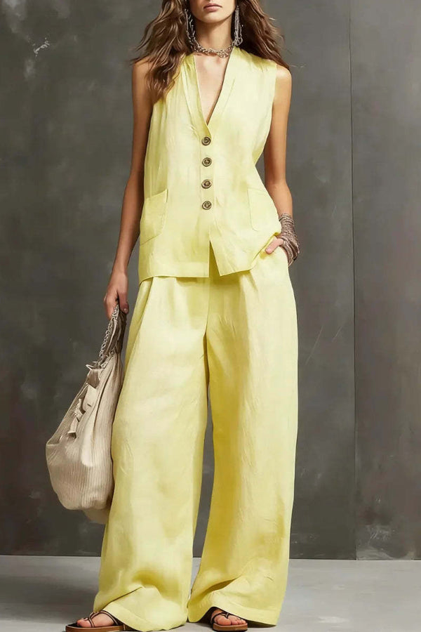 Heloise - Coordinato traspirante con gilet e pantaloni a gamba larga