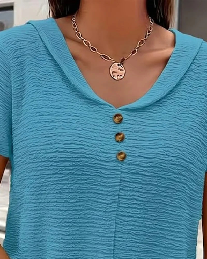 Quintessa - Blusa con scollo a V e bottoni