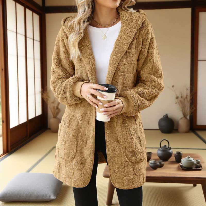 Zinnabelle - Cardigan con cappuccio in velluto operato