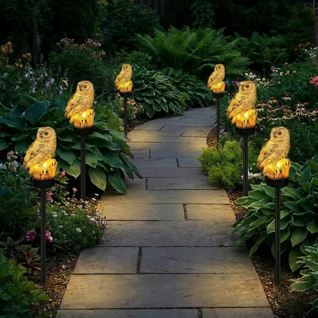 Amora - Lampada da giardino decorativa a forma di gufo