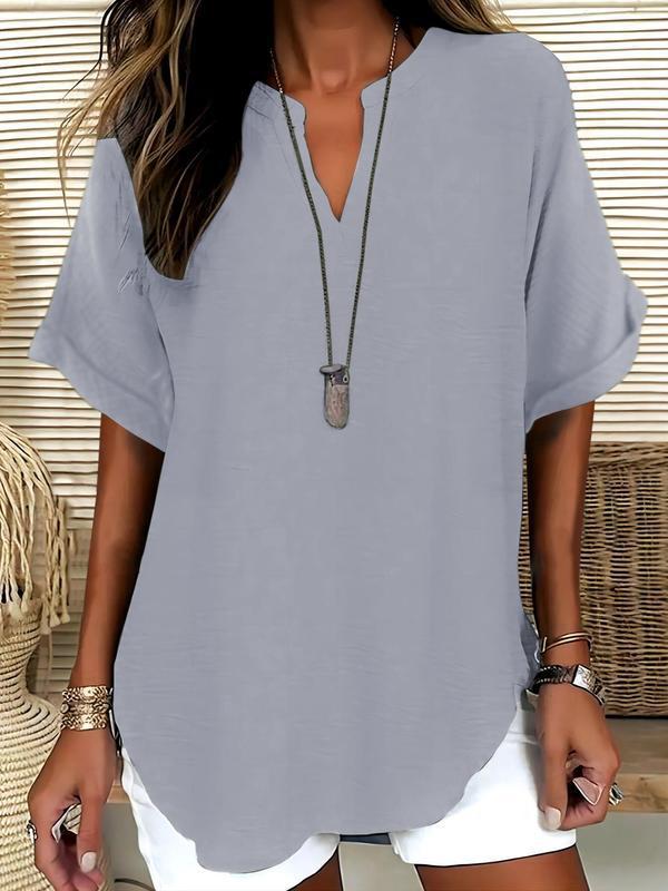 Xalina - Blusa con scollo a V, morbida al tatto