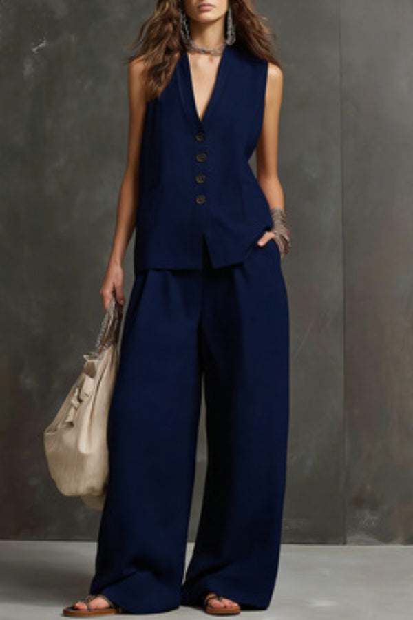 Heloise - Coordinato traspirante con gilet e pantaloni a gamba larga