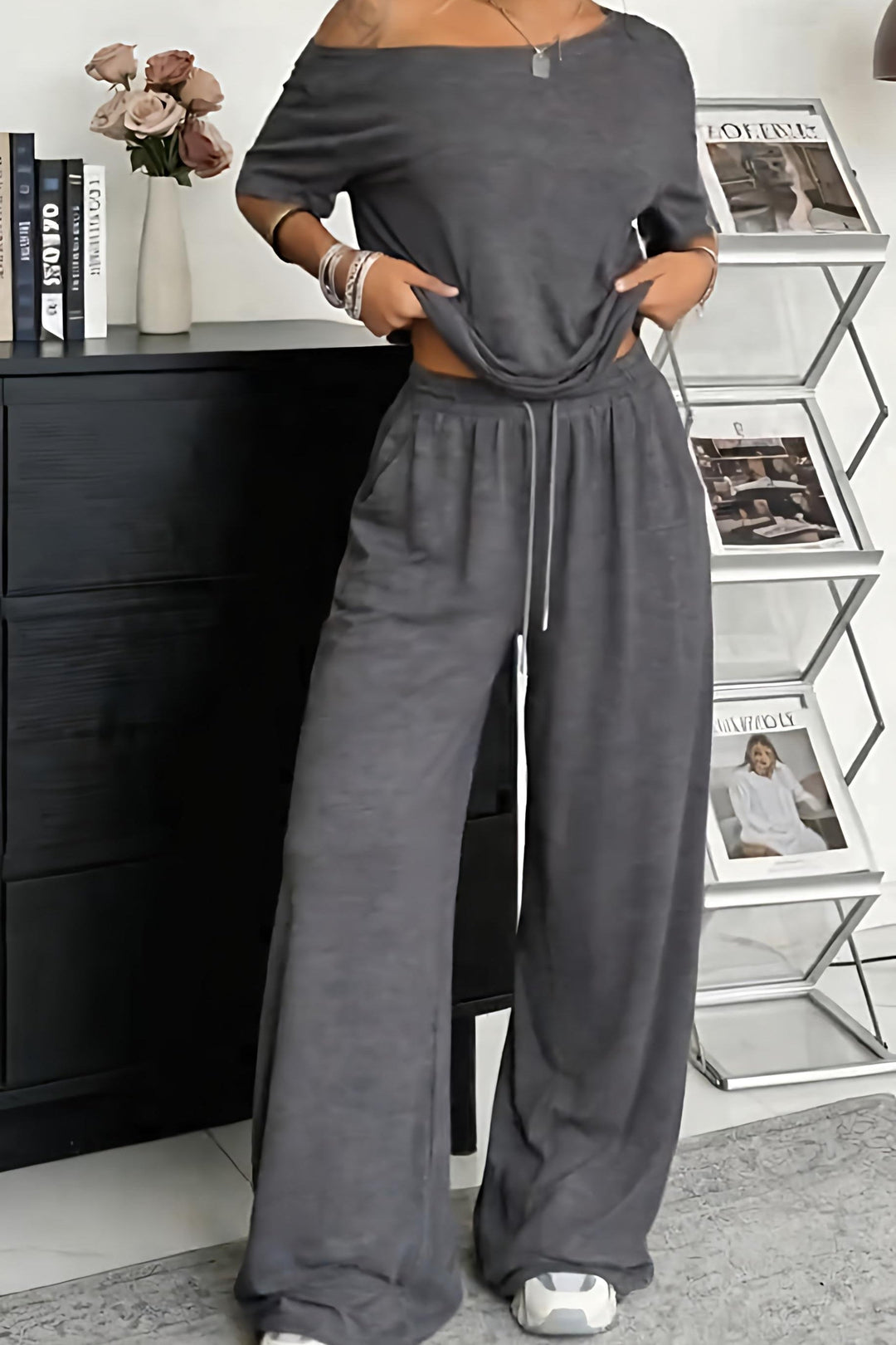 Cosima - Coordinato top e pantaloni a vestibilità ampia