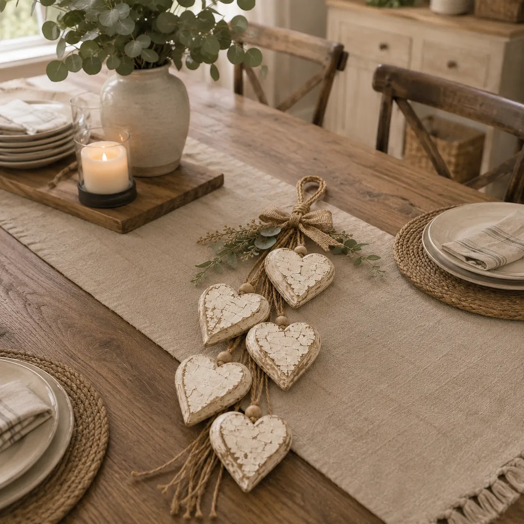 Alinora - Decorazione da parete con frange a cuore effetto invecchiato
