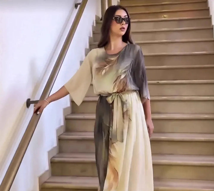 Halinor - Abito lungo elegante in chiffon