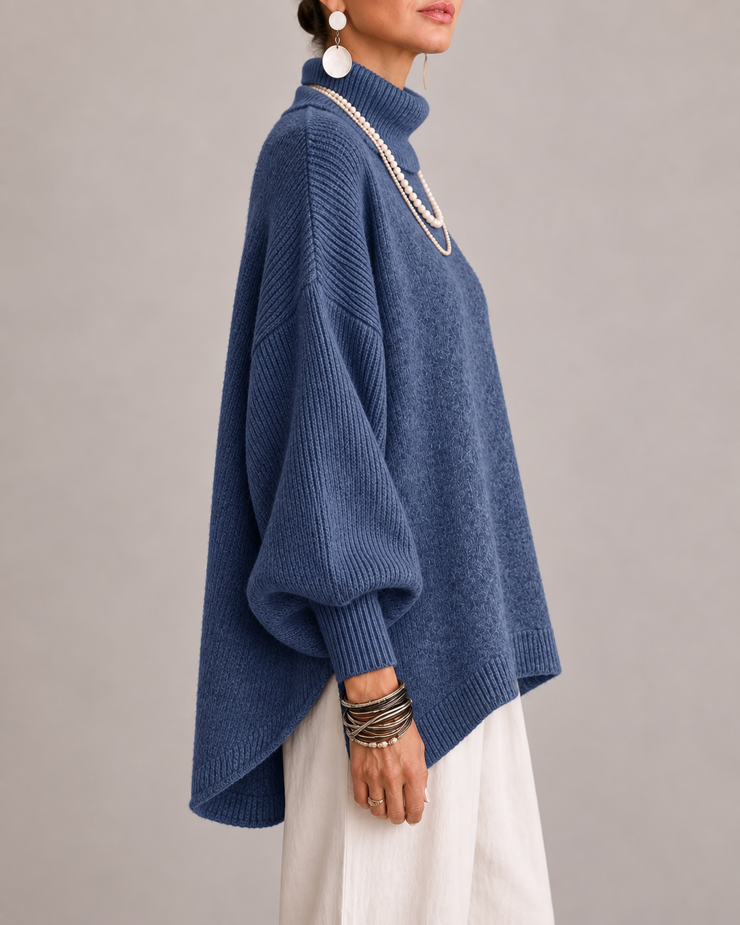 Sorcha - Maglione a collo alto drappeggiato dalla vestibilità relaxed