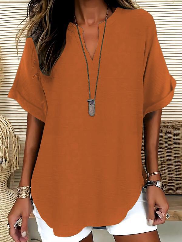 Xalina - Blusa con scollo a V, morbida al tatto
