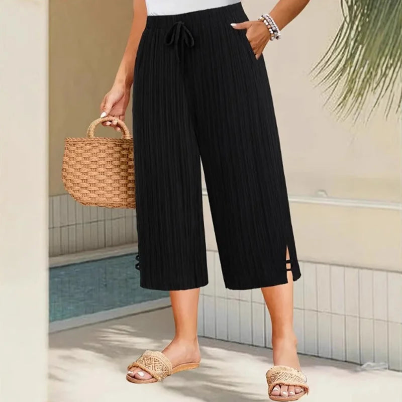 Bexara - Pantaloni culotte plissé a gamba ampia