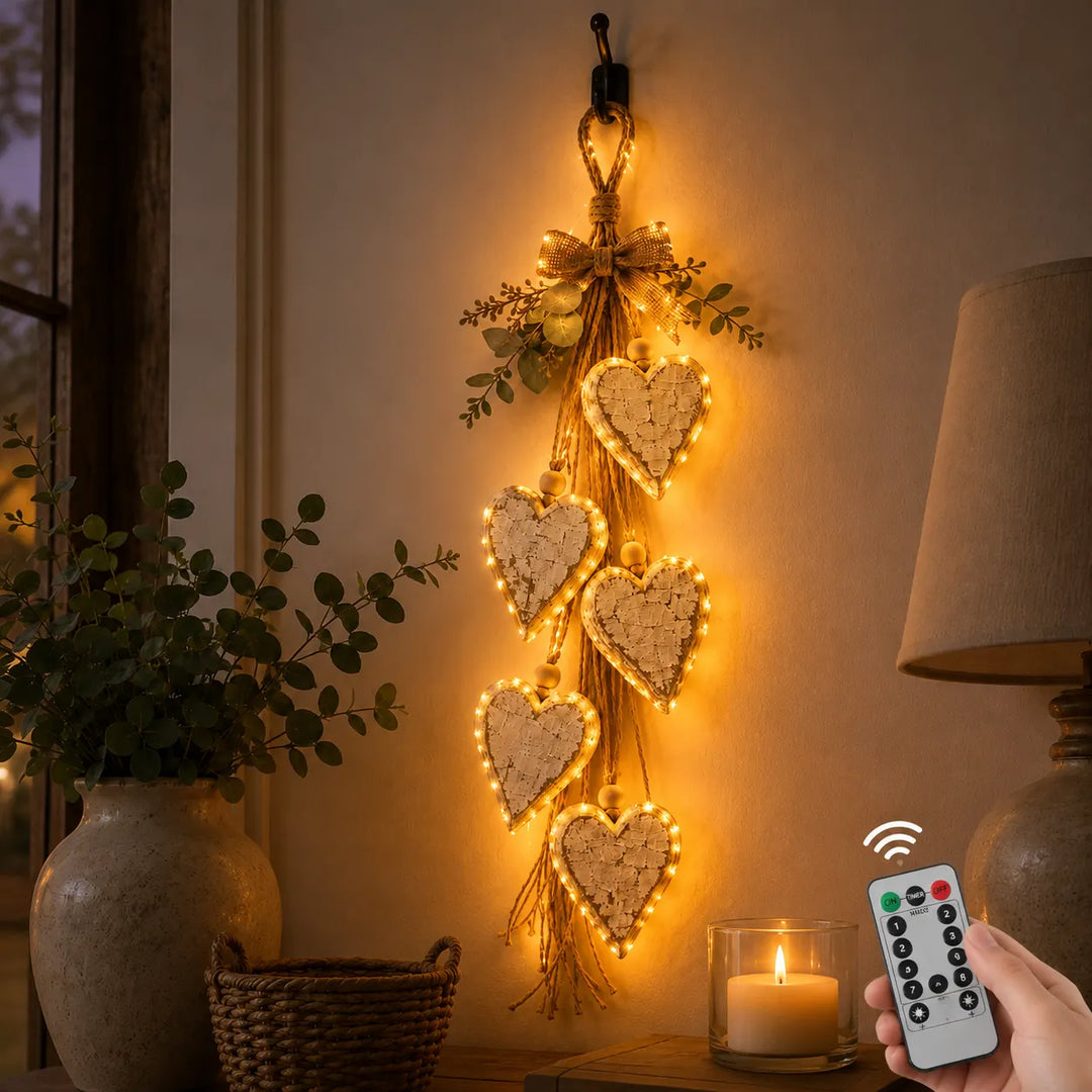 Alinora - Decorazione da parete con frange a cuore effetto invecchiato