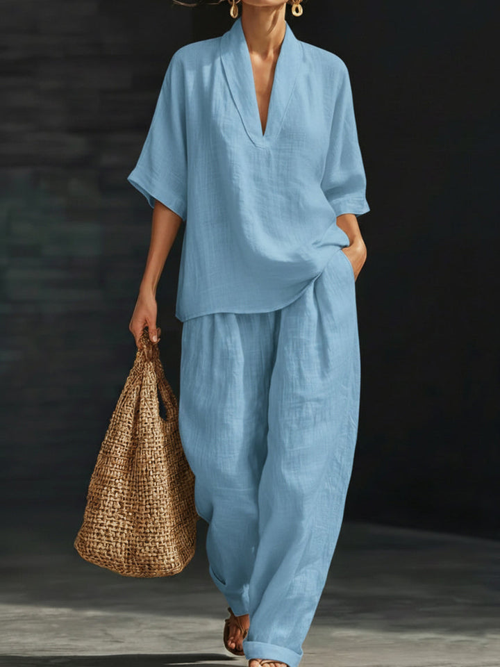Noressa - Coordinato a due pezzi in lino easy-chic