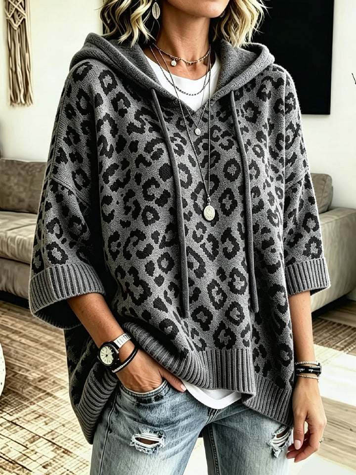 Jocasta - Felpa con cappuccio oversize leopardata