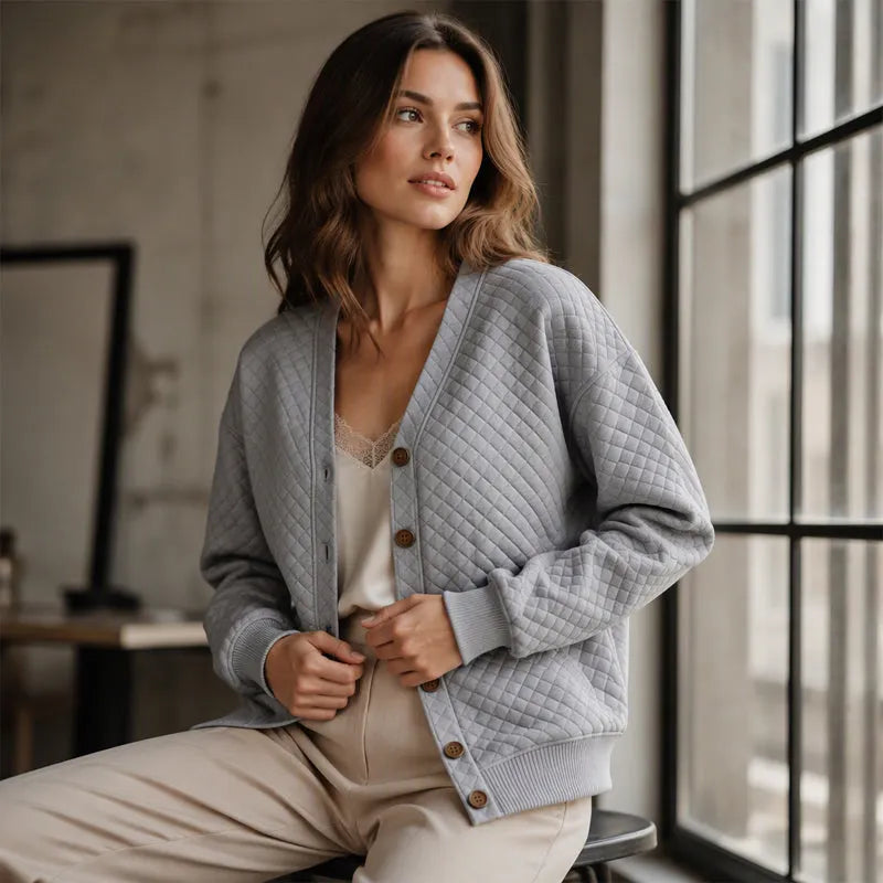 Delavie - Cardigan in maglia trapuntata con bottoni