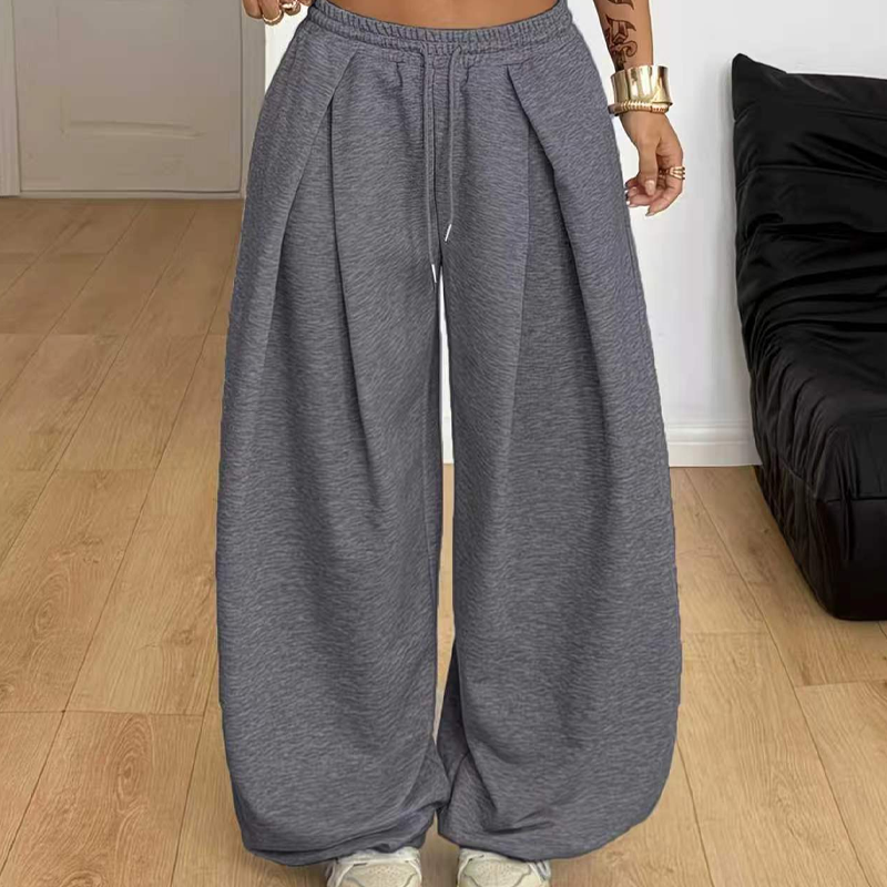 Annis - Pantaloni a gamba larga con coulisse e vestibilità rilassata