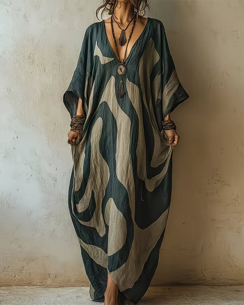 Aramina - Caftano maxi stampato di lusso