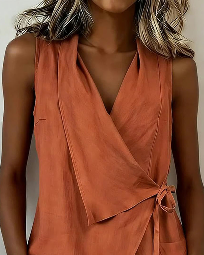 Farren - Blusa a portafoglio smanicata