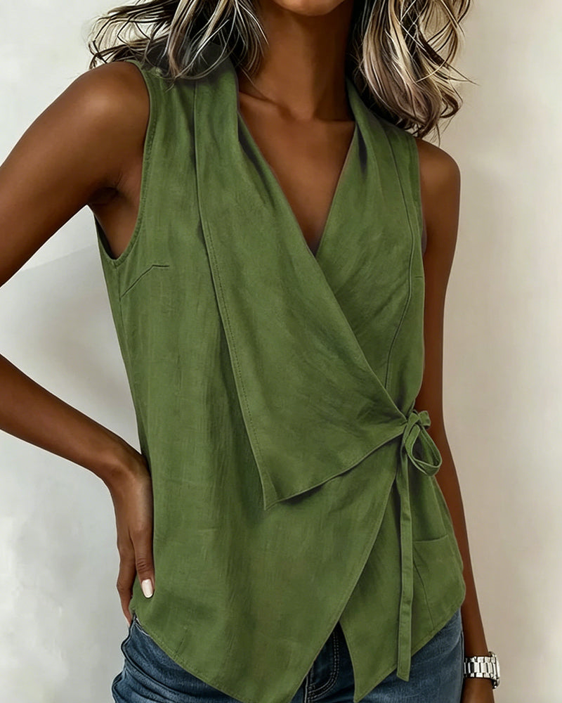 Farren - Blusa a portafoglio smanicata