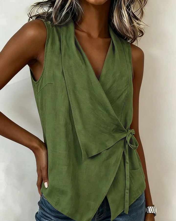 Farren - Blusa a portafoglio smanicata