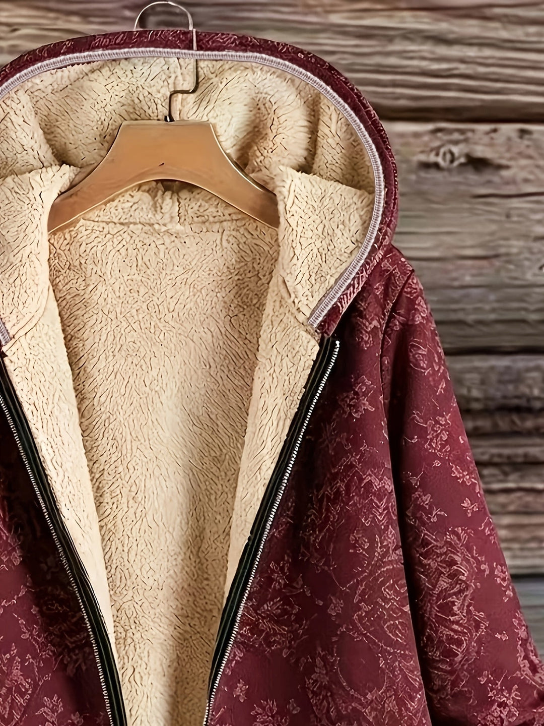 Runa - Cappotto lungo con cappuccio floreale