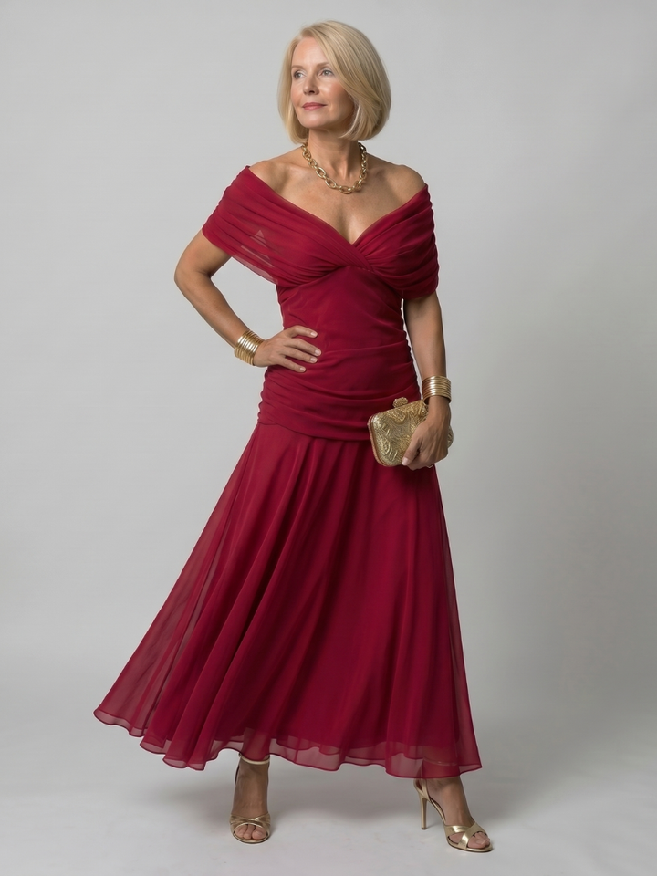 Galatea - Abito midi leggero con scollatura Bardot