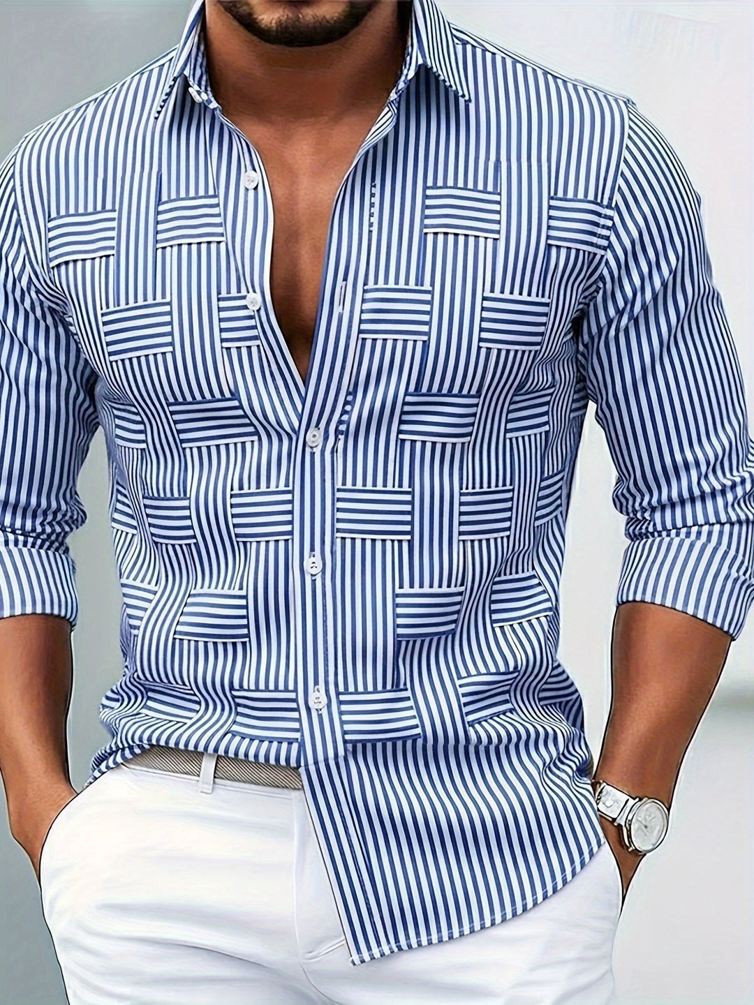 Alverton - Camicia a righe a maniche lunghe con lavaggio vintage